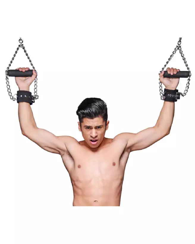 Menottes de Suspension en Cuir Nubuck avec Doublure en Fourrure XR Brands-3