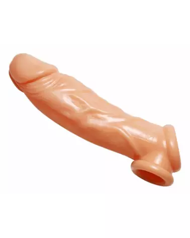 Gaine pour pénis avec étireur de testicules XR Brands en action-1
