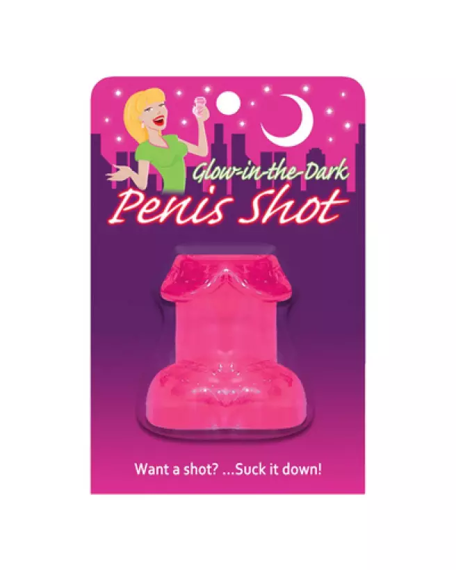 Verre shooter pénis phosphorescent rose pour EVJF par KHEPER GAMES-1