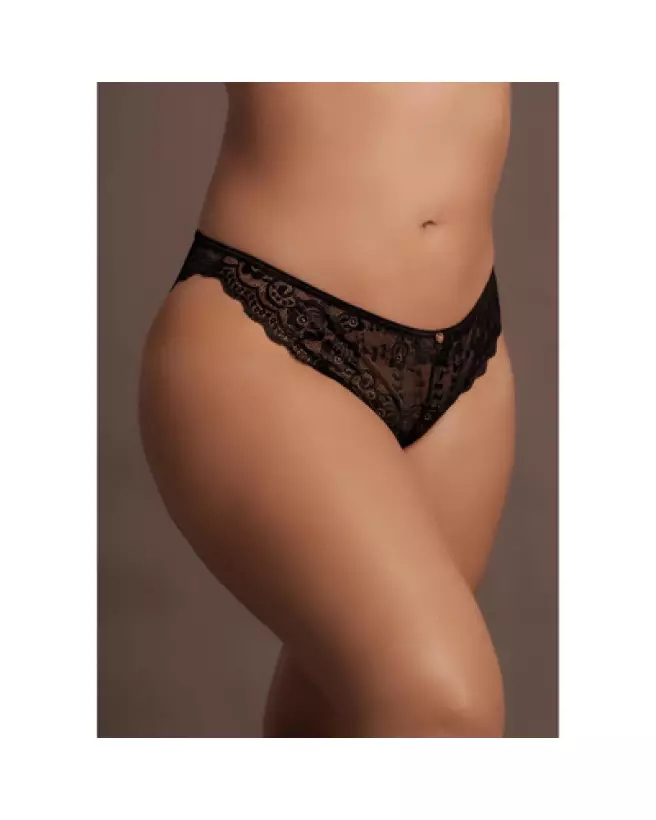 Photo de la culotte Claire en dentelle élastique avec détails dorés de Le Désir, grande taille-1