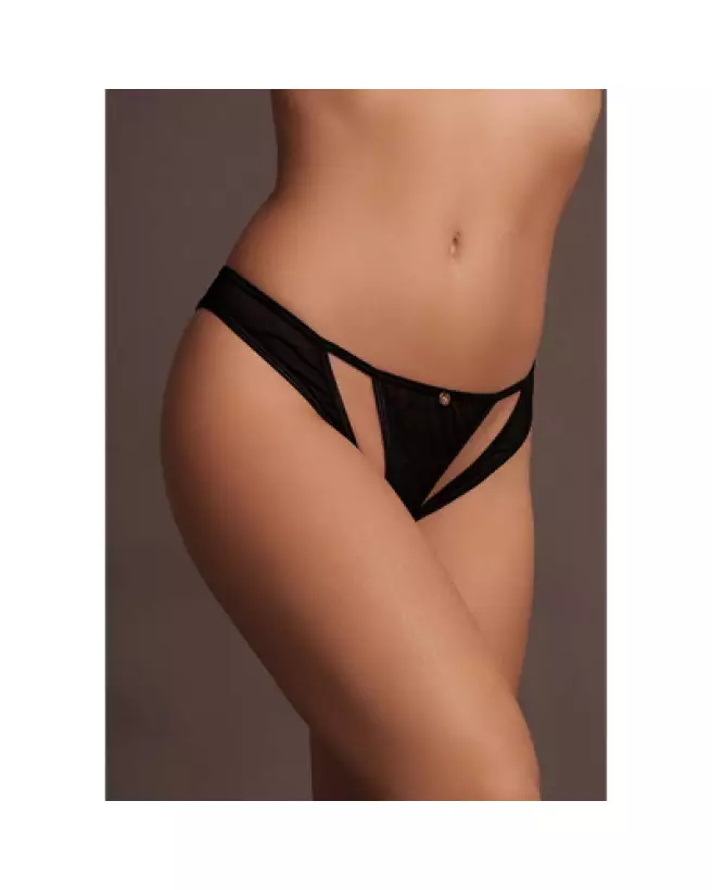 Milou Brief Ouvert en Maille Élastique avec Détails Dorés par Le Désir by Shots-1