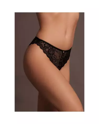 Image de la culotte Zoé en dentelle élastique avec laçage arrière et détails dorés de Le Désir by Shots-1