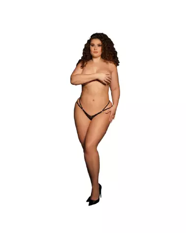Image du string Ella en mesh élastique avec détails dorés de Le Désir, taille plus-4