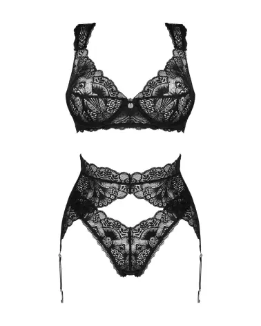 Ensemble Donna Dream Noir Obsessive avec soutien-gorge, culotte et porte-jarretelles-7