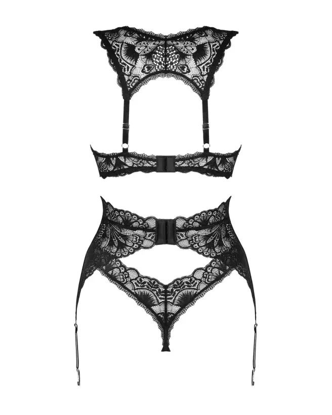 Ensemble Donna Dream Noir Obsessive avec soutien-gorge, culotte et porte-jarretelles-8