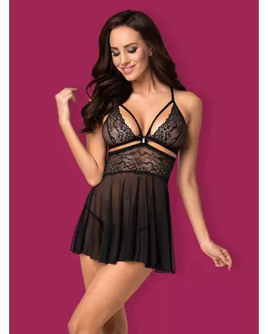Babydoll Obsessive 838-BAB-1 noir élégante et séduisante-3