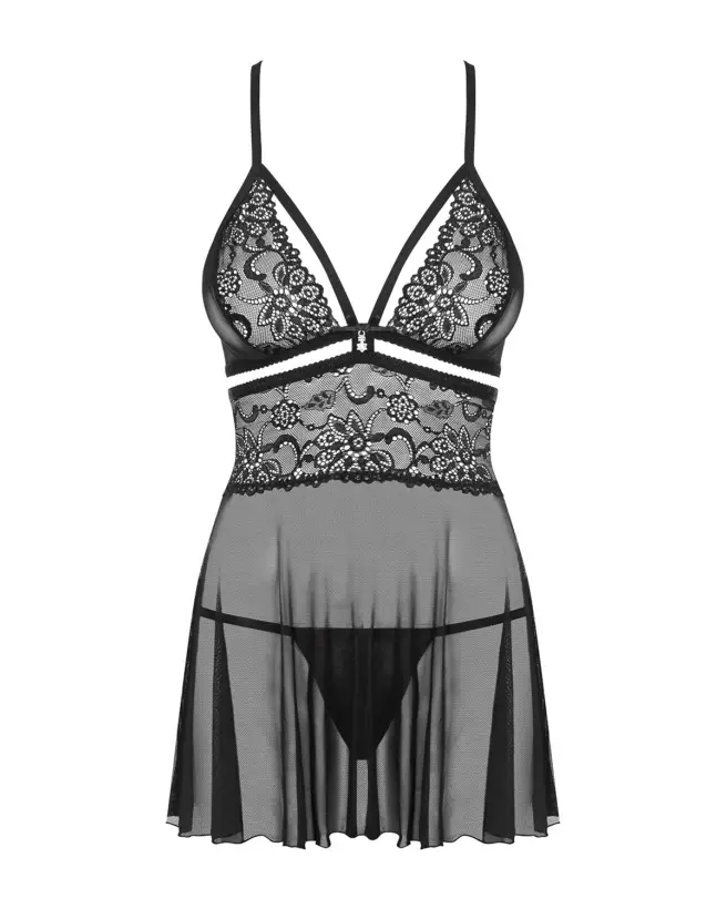 Babydoll Obsessive 838-BAB-1 noir élégante et séduisante-5