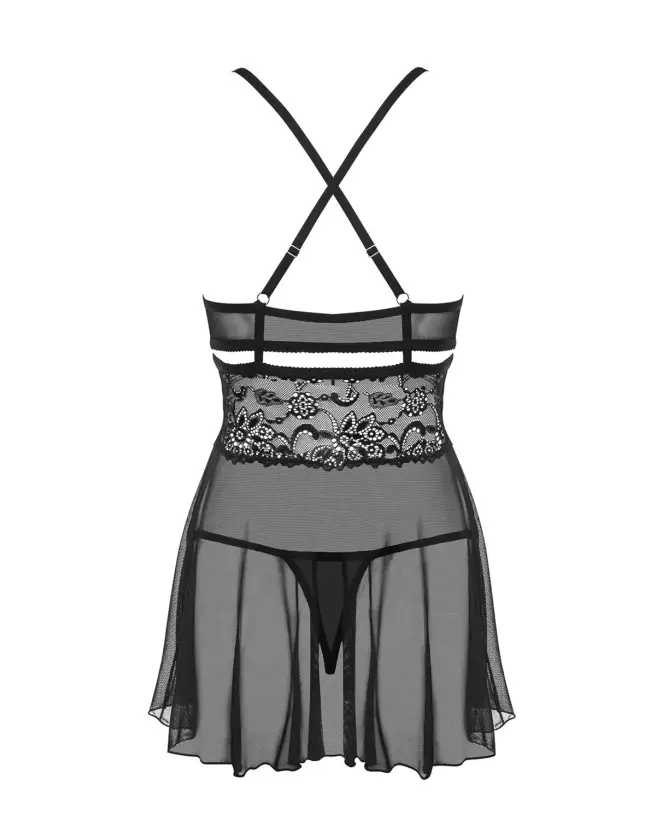 Babydoll Obsessive 838-BAB-1 noir élégante et séduisante-6