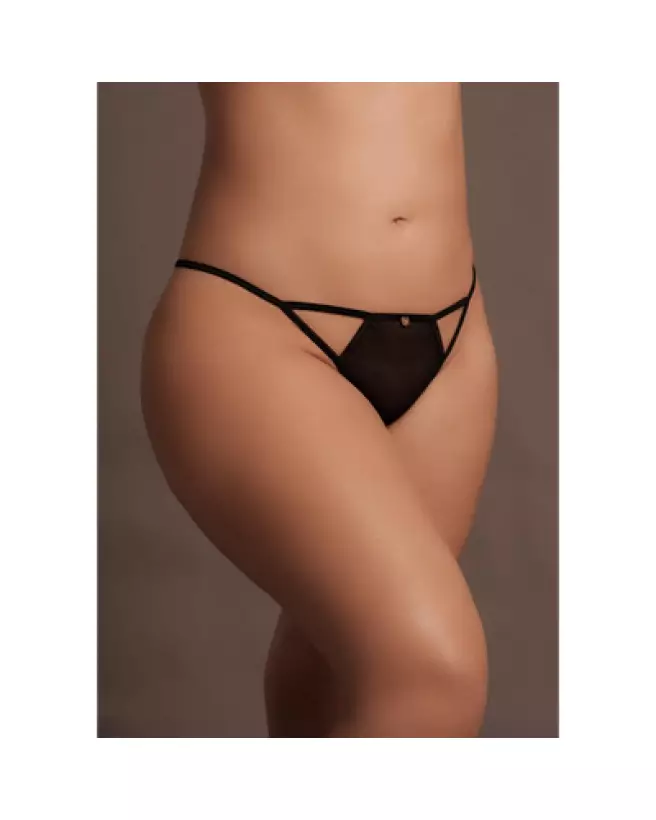String Julie Plus Size avec mesh élastique et détails dorés - Le Désir-1
