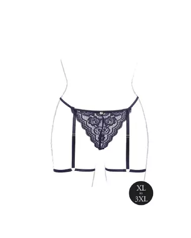 String Marie dentelle taille plus avec jarretelles ajustables et détails dorés Le Désir by Shots-7