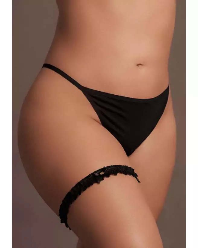 Porte-jarretelles en dentelle élastique dorée grande taille Le Désir by Shots-1