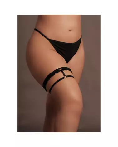 Image de la ceinture de jarretière Celeste en dentelle élastique avec détails dorés de Le Désir, taille plus-1