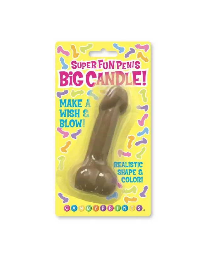 Image de la bougie en forme de pénis couleur marron de Little Genie, parfaite pour EVJF et soirées festives-2