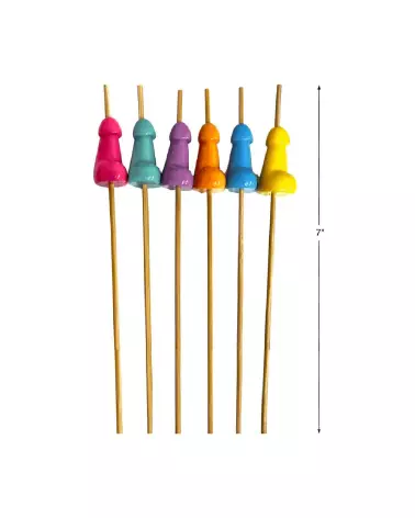 Image du Set de 6 Super Fun Penis Picks pour Hors d'Oeuvres de Little Genie, idéal pour EVJF et fêtes-4