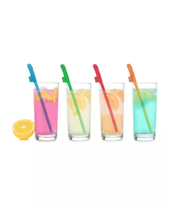 Image de pailles en forme de pénis multicolores de Little Genie pour EVJF et fêtes-1
