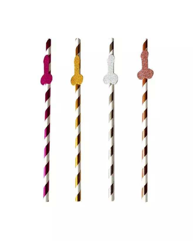 Photo de pailles Glitterati Penis pour EVJF par Little Genie Productions, parfaites pour fêtes et célébrations humorist-3