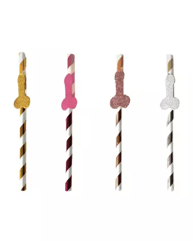 Pailles en forme de pénis Glitterati de Little Genie pour EVJF et fêtes-3