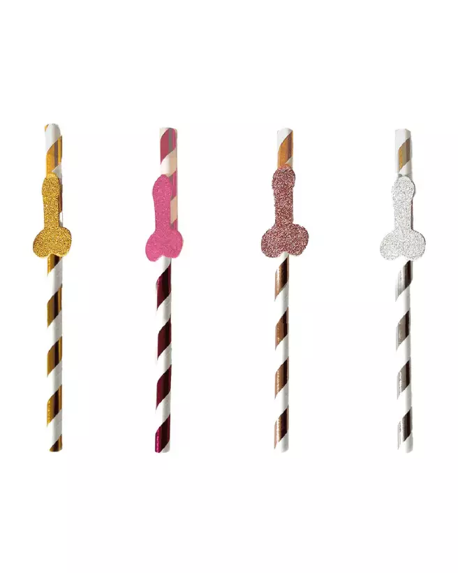 Pailles en forme de pénis Glitterati de Little Genie pour EVJF et fêtes-4