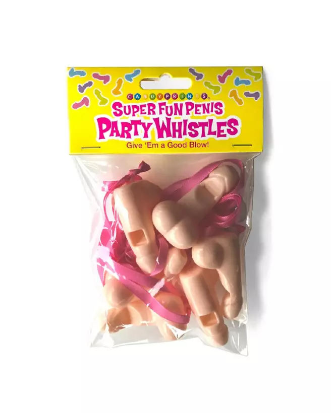 Sifflets en forme de pénis Super Fun Penis pack de 6 par Little Genie pour soirées et fêtes humoristiques-2