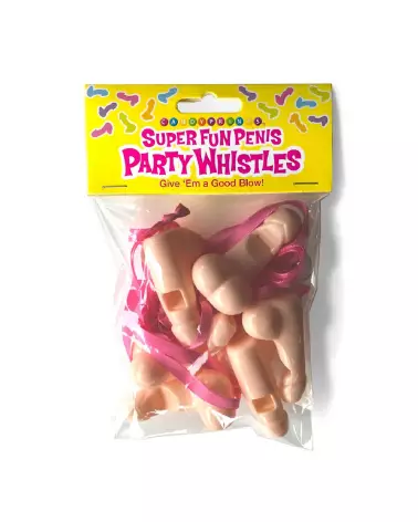 Sifflets en forme de pénis Super Fun Penis pack de 6 par Little Genie pour soirées et fêtes humoristiques-2