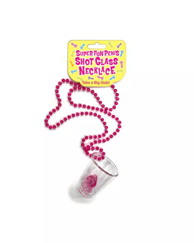 Collier verre à shot Super Fun Penis pour soirées et fêtes humoristiques-1