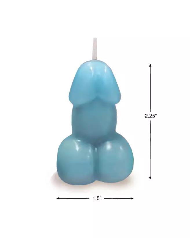 Bougie en forme de pénis bleu parfum vanille de Little Genie Productions pour amoureux-3
