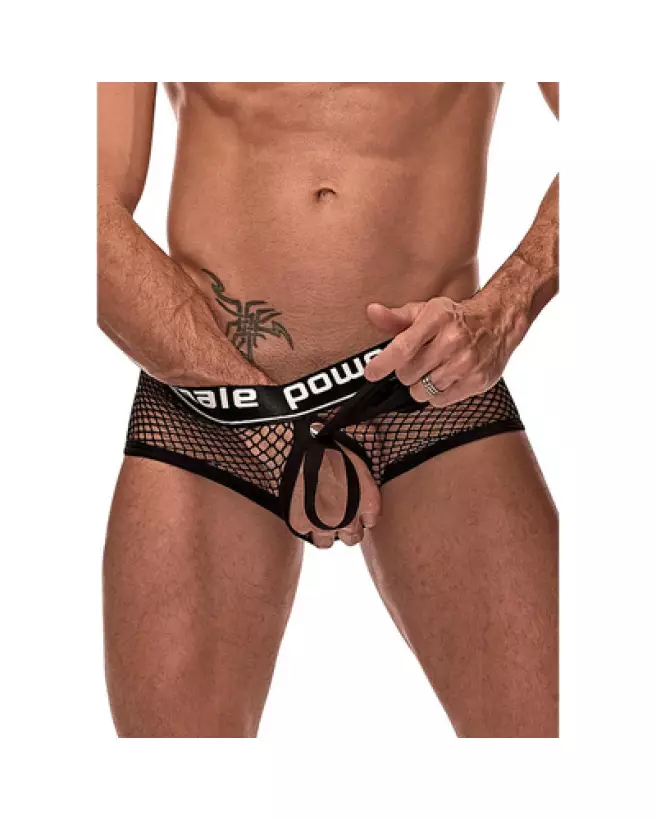 Mini Cock Ring Short Noir Taille M par Male Power - Jockstrap Masculin avec Support-1
