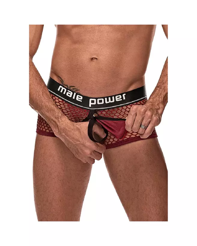 Mini Cock Ring Short Burgundy Taille S par Male Power - Jockstrap Confort et Style-4