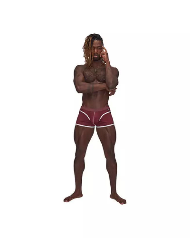Mini Short Burgundy Taille L Male Power, Jockstrap élégant et confortable-1