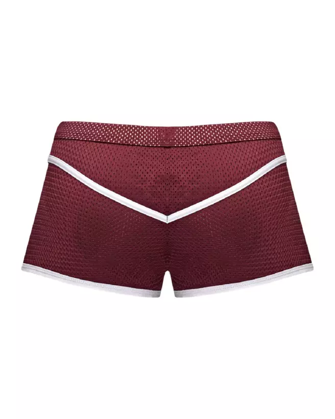 Mini Short Burgundy Taille L Male Power, Jockstrap élégant et confortable-5
