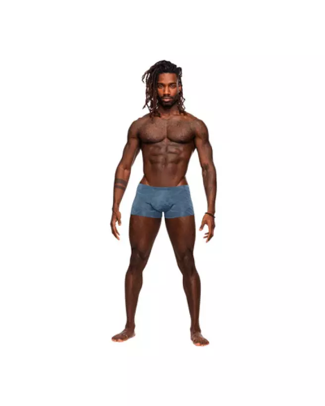 Mini Short Bleu Taille S par Male Power en action, Jockstrap élégant pour hommes-1
