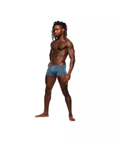 Mini Short Bleu Taille S par Male Power en action, Jockstrap élégant pour hommes-3