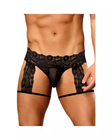 G-String Garter Short L/XL Noir - Jockstrap Male Power élégant et sexy-1