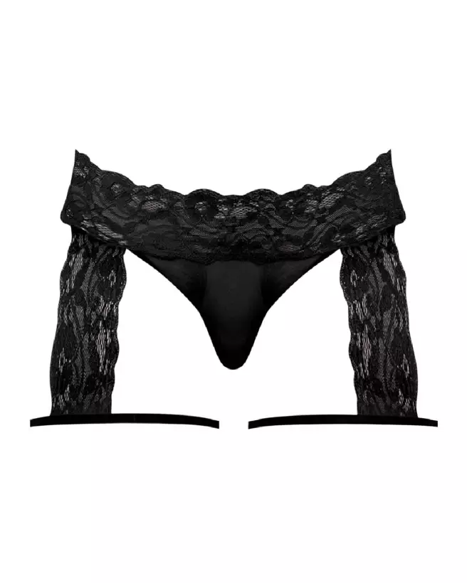 G-String Garter Short L/XL Noir - Jockstrap Male Power élégant et sexy-3