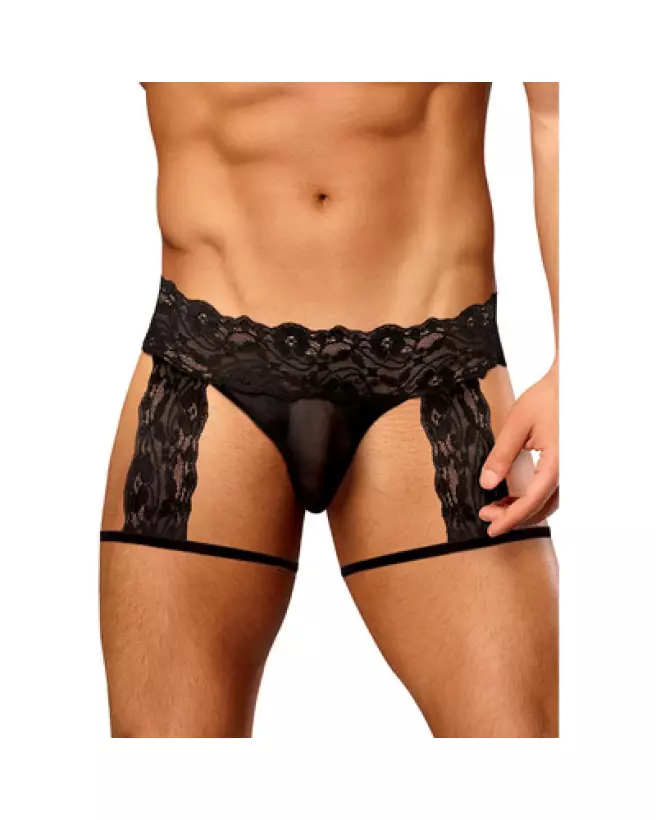 G-String Garter Short S/M Noir Male Power Jockstrap-1
