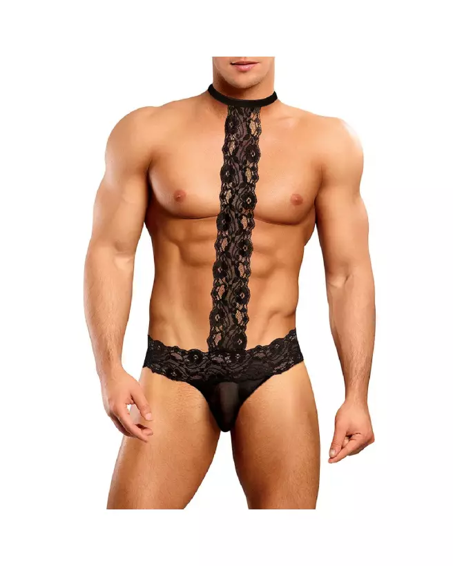 Choker Thong noir S/M Male Power jockstrap élégant-2