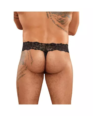 Choker Thong noir S/M Male Power jockstrap élégant-3