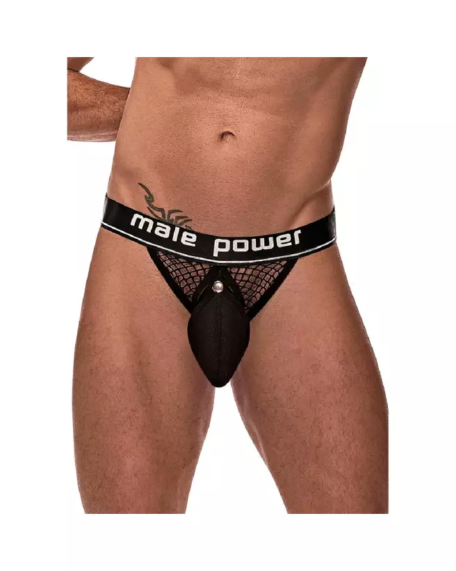 Cock Ring Jock S/M Noir par Male Power en lingerie masculine-1