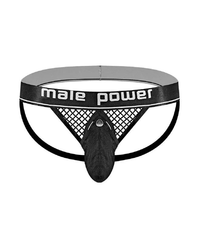 Cock Ring Jock S/M Noir par Male Power en lingerie masculine-4