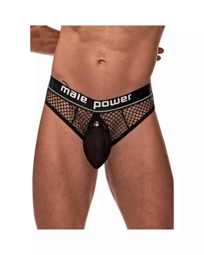 Cock Ring Thong S/M Noir Male Power - Jockstrap Élégant et Confortable-1