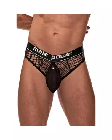 Cock Ring Thong S/M Noir Male Power - Jockstrap Élégant et Confortable-1