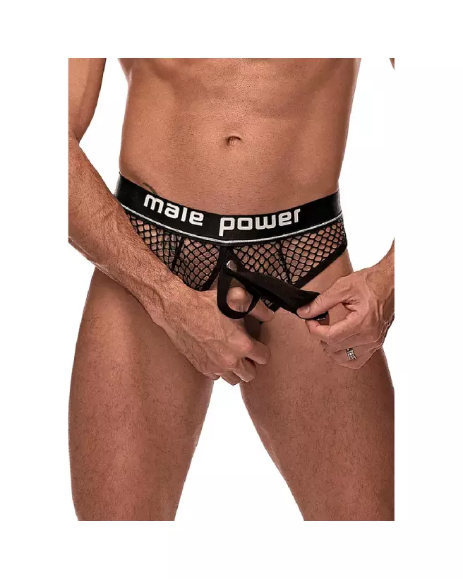 Cock Ring Thong S/M Noir Male Power - Jockstrap Élégant et Confortable-3