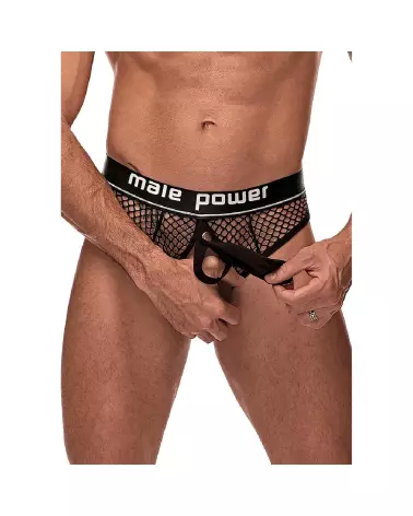 Cock Ring Thong S/M Noir Male Power - Jockstrap Élégant et Confortable-3