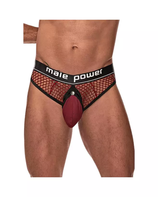 Cock Ring Thong Burgundy S/M par Male Power Jockstrap-1