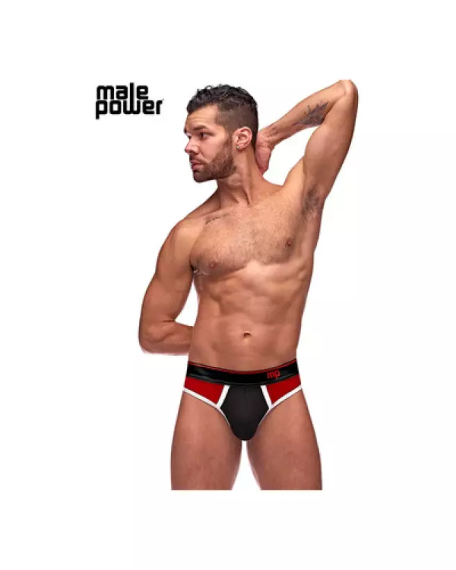 Image Panel Thong S/M Noir/Rouge Male Power Jockstrap-1