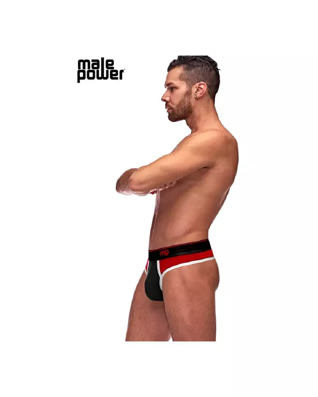 Image Panel Thong S/M Noir/Rouge Male Power Jockstrap-3