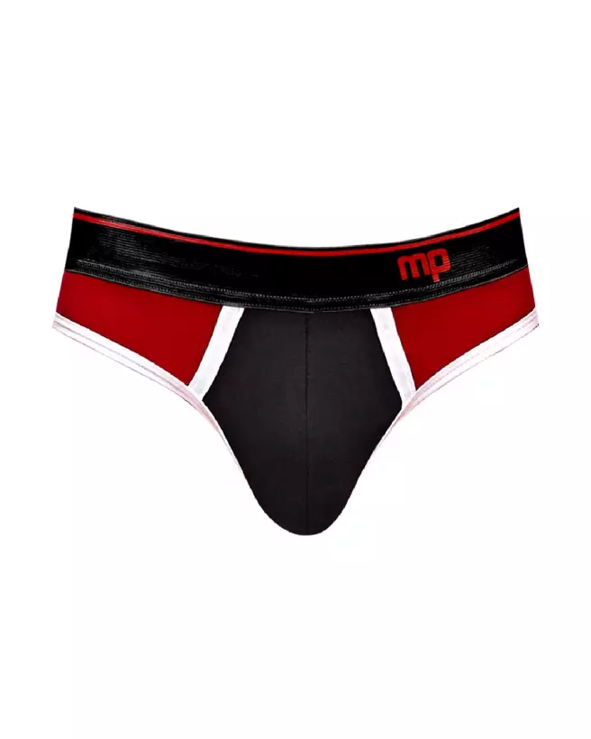 Image Panel Thong S/M Noir/Rouge Male Power Jockstrap-5