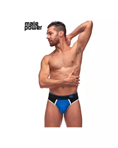 Image du Panel Thong Jockstrap S/M Noir et Bleu par Male Power-1