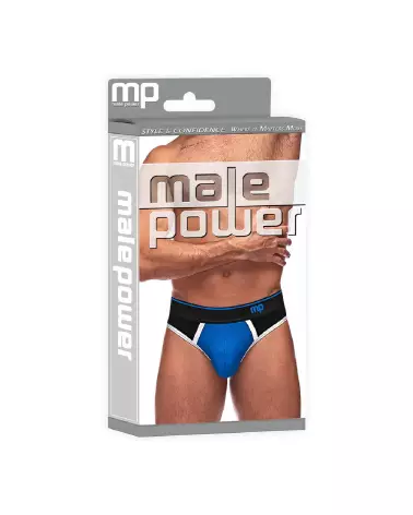 Image du Panel Thong Jockstrap S/M Noir et Bleu par Male Power-2