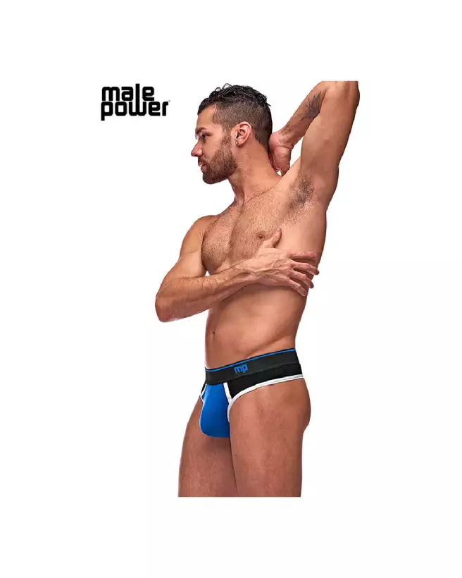 Image du Panel Thong Jockstrap S/M Noir et Bleu par Male Power-3